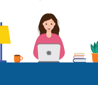 Drawing of tech support representative at a desk
