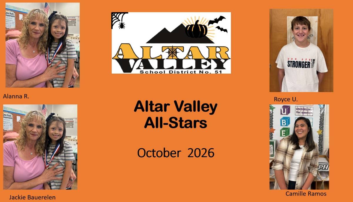 Altar Valley All-Stars for April 2025 October 2026 Altar Valley All-Stars