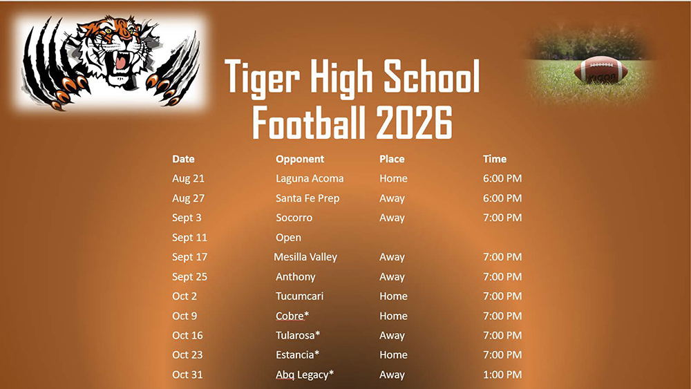 Tiger High School Football 2026 schedule