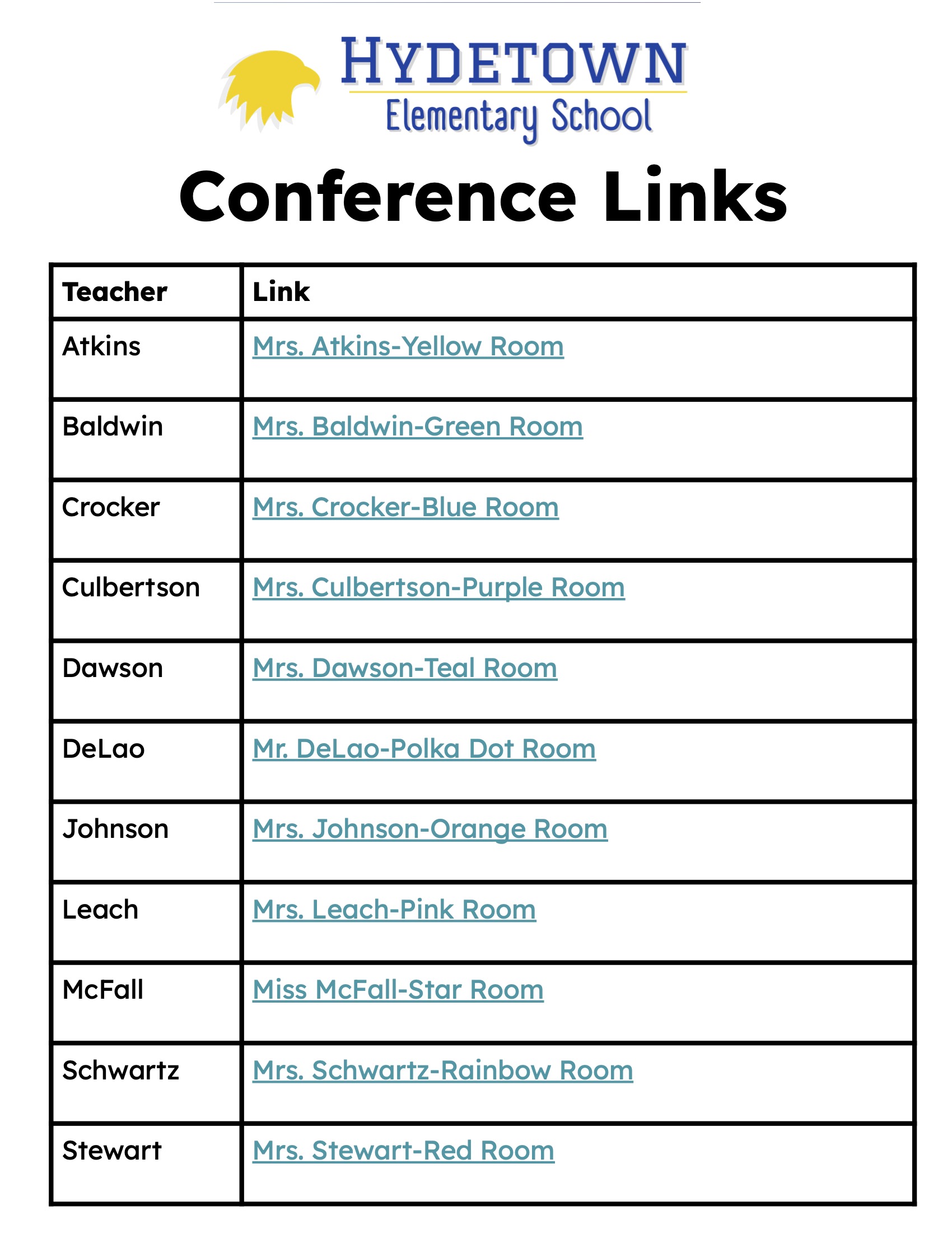 Parent Teacher Conference flyer 2026