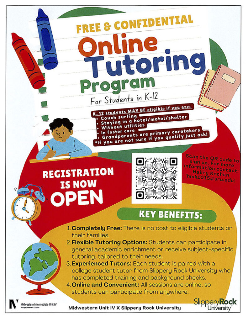 Free & Confidential Online Tutoring Program flyer