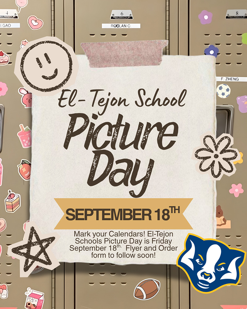 El Tejon School Picture Day flyer